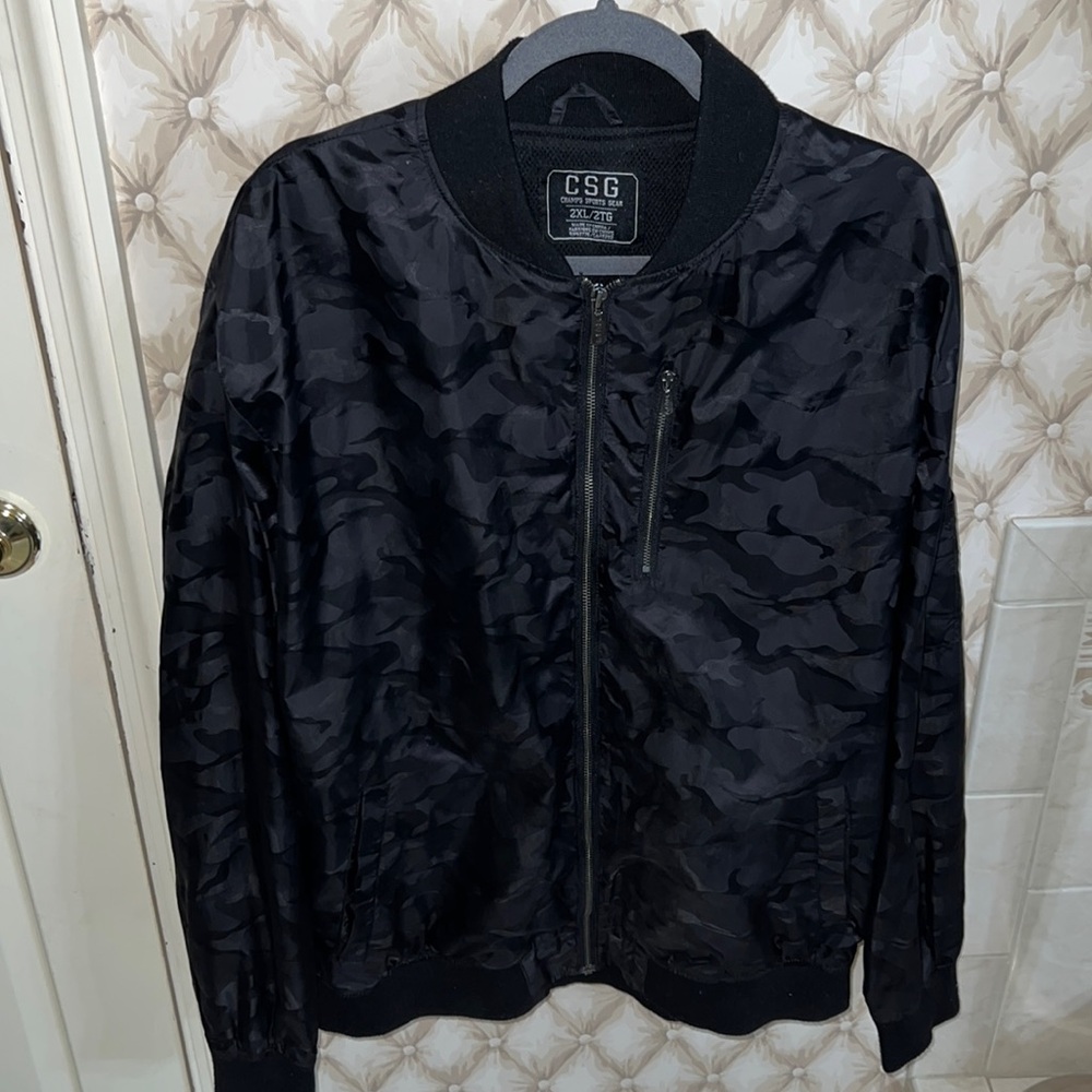 CSG Champs Sports Gear Bomber Style Black Windbreaker Jacket